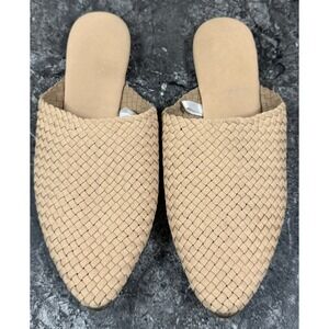 Universal Thread Shoes Womens 11 Elora Mule Flats Pink Cream Faux Leather Woven